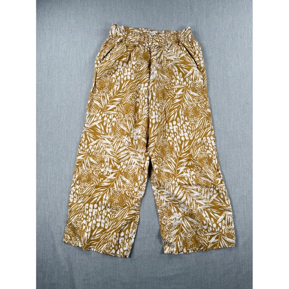 Christian Siriano Pants - Christian Siriano New York Mustard Yellow Tropical Linen Wide Leg Pants Womens M